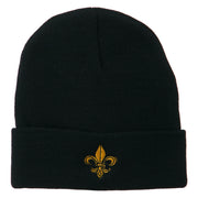 Fleur De Lis Embroidered Long Beanie