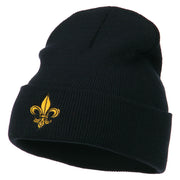 Fleur De Lis Embroidered Long Beanie