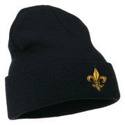 Fleur De Lis Embroidered Long Beanie