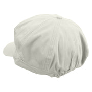 Simple Seagull Logo Embroidered Cotton Elastic Newsboy Cap - White OSFM