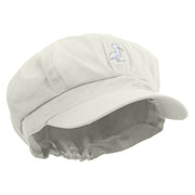 Simple Seagull Logo Embroidered Cotton Elastic Newsboy Cap - White OSFM