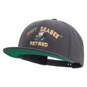 Licensed US Navy Seabee Retired Embroidered Wool Blend Prostyle Snapback Cap - Dk-Grey OSFM