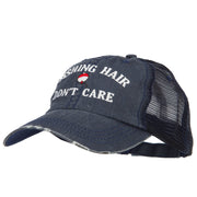 Fishing Hair Don't Care Embroidered Cotton Mesh Cap