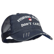 Fishing Hair Don't Care Embroidered Cotton Mesh Cap