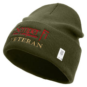 United States Marines Semper Fi Veteran Logo Embroidered 12 Inch Solid Knit Cuff Long Beanie Made in USA - Olive OSFM