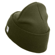 United States Marines Semper Fi Veteran Logo Embroidered 12 Inch Solid Knit Cuff Long Beanie Made in USA - Olive OSFM