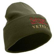 United States Marines Semper Fi Veteran Logo Embroidered 12 Inch Solid Knit Cuff Long Beanie Made in USA - Olive OSFM