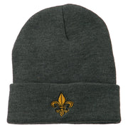 Fleur De Lis Embroidered Long Beanie