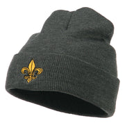 Fleur De Lis Embroidered Long Beanie