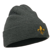 Fleur De Lis Embroidered Long Beanie