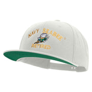 Licensed US Navy Seabee Retired Embroidered Wool Blend Prostyle Snapback Cap - Natural OSFM