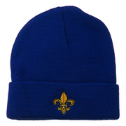 Fleur De Lis Embroidered Long Beanie