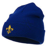 Fleur De Lis Embroidered Long Beanie