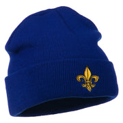 Fleur De Lis Embroidered Long Beanie