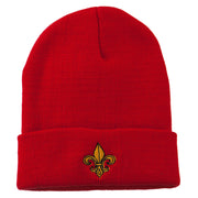 Fleur De Lis Embroidered Long Beanie