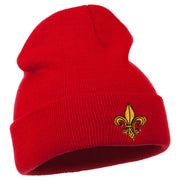 Fleur De Lis Embroidered Long Beanie