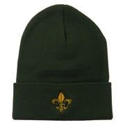 Fleur De Lis Embroidered Long Beanie