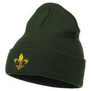 Fleur De Lis Embroidered Long Beanie