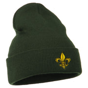 Fleur De Lis Embroidered Long Beanie