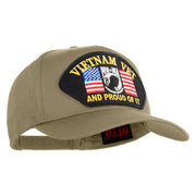 Vietnam Vet Pow Mia and Proud of It Patched Solid Cotton Twill 5 Panel Prostyle Snap Cap - Khaki OSFM