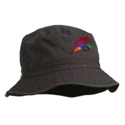 Fly Fishing Embroidered Pigment Dyed Bucket Hat