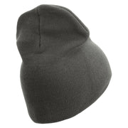 United States Marines Semper Fi Veteran Symbol Embroidered 8 Inch Solid Knit Short Beanie Made in USA - Charcoal OSFM