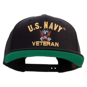 Licensed US Navy Veteran Embroidered Wool Blend Prostyle Snapback Cap - Black OSFM