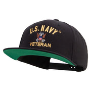 Licensed US Navy Veteran Embroidered Wool Blend Prostyle Snapback Cap - Black OSFM