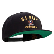 Licensed US Navy Veteran Embroidered Wool Blend Prostyle Snapback Cap - Black OSFM