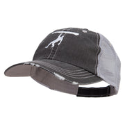 Simple Climbing Logo Embroidered Low Profile Special Cotton Mesh Cap - Black OSFM