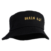 Brain Rot Design Embroidered Unisex Multipurpose Crushable Cotton Twill Bucket Hat - Black M