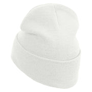 Woke Embroidered 12 inch Acrylic Cuffed Long Beanie - White OSFM