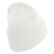 Woke Embroidered 12 inch Acrylic Cuffed Long Beanie - White OSFM