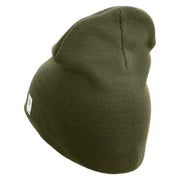 United States Marines Semper Fi Veteran Symbol Embroidered 8 Inch Solid Knit Short Beanie Made in USA - Olive OSFM