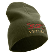 United States Marines Semper Fi Veteran Symbol Embroidered 8 Inch Solid Knit Short Beanie Made in USA - Olive OSFM