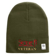 United States Marines Semper Fi Veteran Symbol Embroidered 8 Inch Solid Knit Short Beanie Made in USA - Olive OSFM