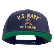 Licensed US Navy Veteran Embroidered Wool Blend Prostyle Snapback Cap - Navy OSFM