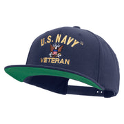 Licensed US Navy Veteran Embroidered Wool Blend Prostyle Snapback Cap - Navy OSFM