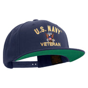 Licensed US Navy Veteran Embroidered Wool Blend Prostyle Snapback Cap - Navy OSFM