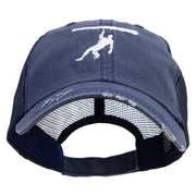 Simple Climbing Logo Embroidered Low Profile Special Cotton Mesh Cap - Navy OSFM