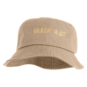 Brain Rot Design Embroidered Unisex Multipurpose Crushable Cotton Twill Bucket Hat - Khaki M