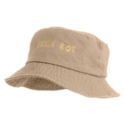 Brain Rot Design Embroidered Unisex Multipurpose Crushable Cotton Twill Bucket Hat - Khaki M