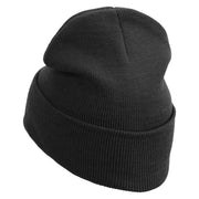 Woke Embroidered 12 inch Acrylic Cuffed Long Beanie - Black OSFM