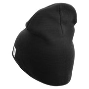 United States Marines Semper Fi Veteran Symbol Embroidered 8 Inch Solid Knit Short Beanie Made in USA - Black OSFM