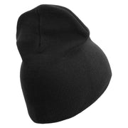 United States Marines Semper Fi Veteran Symbol Embroidered 8 Inch Solid Knit Short Beanie Made in USA - Black OSFM