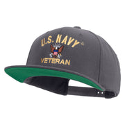 Licensed US Navy Veteran Embroidered Wool Blend Prostyle Snapback Cap - Dk-Grey OSFM