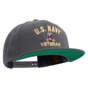 Licensed US Navy Veteran Embroidered Wool Blend Prostyle Snapback Cap - Dk-Grey OSFM