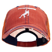 Simple Climbing Logo Embroidered Low Profile Special Cotton Mesh Cap - Orange OSFM