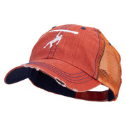 Simple Climbing Logo Embroidered Low Profile Special Cotton Mesh Cap - Orange OSFM