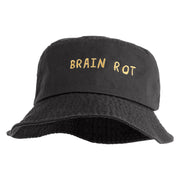 Brain Rot Design Embroidered Unisex Multipurpose Crushable Cotton Twill Bucket Hat - Charcoal M